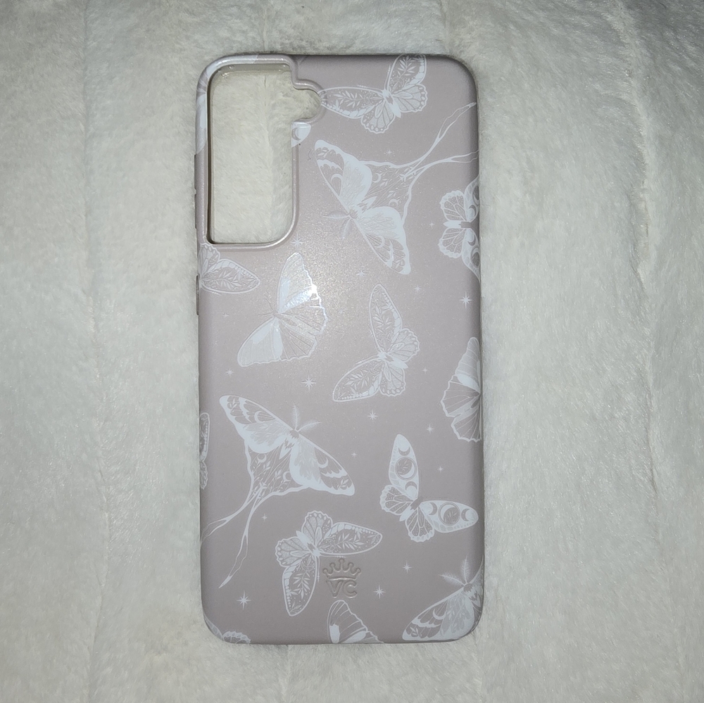 Velvet Caviar matte cream white moth design phone case for Samsung Galaxy S21